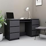 Yongdu Schreibtisch, Computertisch, Arbeitstisch, Home Office Desk, Schreibtischorganizer, Büroschreibtisch, Hochglanz-Grau 140×50×77 cm Spanplatte