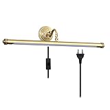 LED Badezimmerspiegelleuchte Messing Retro mit Stecker und Kabel IP44 Spiegelschrankleuchte mit Schalter Vintage Wandleuchte Drehbare Schminkspiegelinnenlampe für Schminktisch, Warmweiß,41C