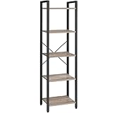 VASAGLE Regal, Bücherregal, Standregal, Aufbewahrungsregal mit 5 Ebenen, Industrie-Design, für Wohnzimmer, Büro, Arbeitszimmer und Flur, Stahlgestell, Holzspanplatten, Greige-schwarz LLS100B02