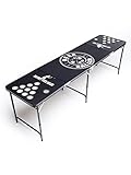 BeerBaller® ALLBLACK Beer Pong Tisch mit Löcher - schwarzes Gestell und Kratzfeste Oberfläche | Klappbarer Bier-Pong Tisch mit Bällehalter und 6 Bier-Pong Bällen