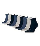 PUMA unisex Quarter Sportsocken Kurzsocken Socken 271080001 9 Paar, Farbe:Mehrfarbig, Menge:9 Paar (3x 3er Pack), Größe:39-42, Artikel:-532 navy / grey / nightshadow blue