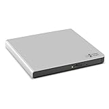 Hitachi-LG GP57 Externer Portabler Super-Multi DVD-Brenner, Ultra Slim, USB 2.0, DVD+/-RW, CD-RW, DVD-ROM/RAM kompatibel, TV-Anschluss, Windows 10 & Mac OS kompatibel, Silber