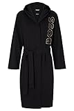 BOSS Herren Identity Hooded Robe Morgenmantel aus Baumwoll-Jersey mit Outline-Logo Schwarz XL