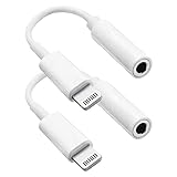 2er Pack Lightning auf 3.5mm Klinke Adapter [Certifié Apple MFi] Adapter für iPhone AUX Audio Dongle Kompatibel mit iPhone 13/12 Pro/12 Mini/11 Pro/Xs MAX/XR/X/XS/8Plus/7/Unterstützt alle iOS-Systeme