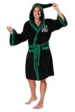 Harry Potter Bademantel Herren mit Kapuze, Slytherin Morgenmantel Herren aus Fleece (XL, Schwarz)