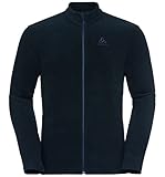 Odlo Herren ROY Midlayer mit Kapuze und durchgehendem Reißverschluss, Dark Sapphire - Black - Stripes, L