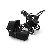 Bugaboo Donkey 3 Mono-Kinderwagen mit zwei Körben, umbaubar zum Doppel- oder Zwillingskinderwagen, 0-4 Jahre, schwarzes Fahrgestell & schwarzes Sonnendach