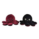 Oktopus Kuscheltier, Reversible Octopus Plüschtier, Oktupus Stimmungs Kuscheltier Flip Plüsch Oktopus Spielzeug für Kinder, Mädchen Jungen Freunde