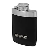 Stanley Master Unbreakable Hip Flask 236 ml / 8OZ Foundry Black mit Never-Lose Kappe – Edelstahl-Flachmann mit weiter Öffnung zum einfachen Befüllen und Ausschenken - BPA-frei