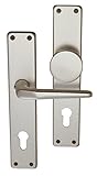 Alpertec 40364010PO Aluminium Türbeschlag Tanja II-LS Langschildgarnitur für Wohnungseingangstüren in silber eloxiert BB 72 MM Drücker/Knopf Ø 51 mm