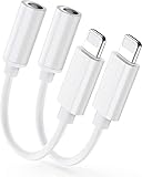 (2 Pack) Adapter for iPhone Lightning to 3.5 mm Jack Adapter for Headphones Dongle AUX Audio Splitter Connector Compatible with iPhone 12/13/13Pro/SE/11/X/7/8/8P-White