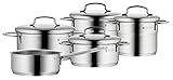 WMF Mini Topfset Induktion klein 5-teilig, Kochtopf Set mit Metalldeckel, Cromargan Edelstahl, Töpfe Set stapelbar, ideal für kleine Portionen