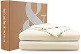 bo&button® Luxus Mako Satin Bettwäsche Set, 100% Bio Baumwolle (Long Staple 300), ALLE GRÖßEN, seidig weich & zeitlos schön, Set 135x200 cm + 40x80 cm (2-TLG.) - Buttercream Beige