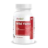 Wild Yams 120 vegane Kapseln 500mg + Zinc&Vitamin E - mit 20% Diosgenin - Premium Qualität.