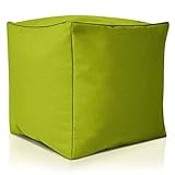 Green Bean© Sitzsack-Hocker 40x40x40cm mit EPS-Perlen Füllung - Fußhocker Fußkissen Sitz-Pouf für Sitzsäcke - Bodenkissen für Kinder und Erwachsene - Fußablage Sitzkissen Sitzhocker Grün