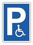 tradercat Behindertenparkplatz Schild Alu 3mm Alu-Dibond Schild Aluminiumverbundplatte mit UV-Schutz Parkplatz für behinderte Hinweisschilder Parkplatz behindert Warnzeichen (ALU | 42 x 30 cm)