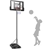 COSTWAY Basketballkorb mit Ständer 260-305cm höhenverstellbar, Basketballständer Wasser/Sand befüllbar, Basketballanlage für Jugendliche, Erwachsene 97x65x360cm