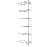 Himimi Regal,abstellraum Regal,Badezimmerregal Shelf,hoch schmal Standregale,Lagerregal 6 Ablage Küchenregal Metallregal, verstellbare Ablagen,Drahtkorb,54 x 29 x 160cm,Silber