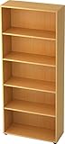 bümö® Aktenregal aus Holz | Büroregal für Aktenordner | Regal für Ordner | Bücherregal inkl. Einlegeböden | in 5 Farben verfügbar (Buche, H 188cm = 5 Ordnerhöhen)