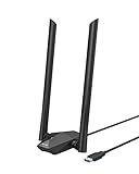 BrosTrend AX1800 High Gain WLAN Stick für PC, WiFi 6 Stick hohe Reichweite, DualBand 1201Mbit/s 5GHz + 574Mbit/s 2.4G, USB WLAN Adapter Langstrecken mit Zwei 5dBi-Antennen, NUR für Windows 10 / 11