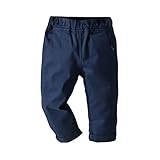 FEESHOW Jungen Chinohose Kinder Baby Lange Hose Straight mit elastische Taillen Casual Sport Sweatpants Baumwolle Navy Blau 92-98/2-3 Jahre