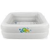 Bieco Planschbecken Baby | ca. 86x86x25 cm | Aufblasbare Badewanne für Drinnen und Draußen | Swimming Pool Rechteckig | Kleines Planschbecken für Kinder | Aufblasbarer Pool Eckig | Baby Bathtub