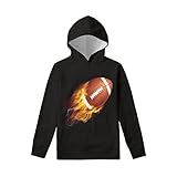 Kuiaobaty Hoodies für Kinder, Jungen, Mädchen, Pullover, Wolf, Fußball, Hund, Schmetterlinge, Sweatshirt, lässige Kapuze, Größe S 42-45, Rugbyball, 11 - 13 Jahre