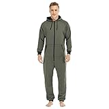 Eauptffy Herren Onesie Jumpsuit Einteiler, Schlafoveralls Herren Fleece Overall Pyjama Fasching Langarm Einteiler Hoodies Fleece Hoodie Weihnachten Sleepwear Strampler Bademantel für Männer