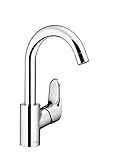 Hansgrohe 14085000 Waschtisch-Armatur, Schwanenhals-Design, Schwenkbar, Ecos Swivel, Chrom