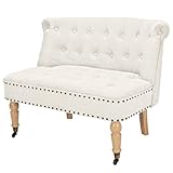 2 Sitzer Sofa Loveseat Polstersofa Lounge Bank Küchensofa Sitzbank für Küche oder Esszimmer, Polsterbank Küchenbank Sofabank Sitzmöbel Wohnzimmer, Stoff 94 x 67 x 76 cm Weiß