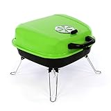 Nexos Mini Koffer-Grill Holzkohlegrill für Garten Terrasse Camping Festival Picknick Party BBQ Barbecue ca. 34 x 36 cm Grillfläche grün