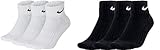 Nike Socken Herren Damen 6 Paar One Quater Socks Kurze Socke Knöchelhoch Weiß Schwarz Gemischt (weiss grau schwarz) Größe 34 36 38 40 42 44 46 48 50, Farbe:weiß schwarz, Grösse:38-42