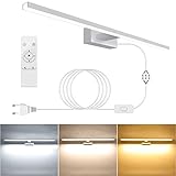 APONUO LED Spiegelleuchte mit Schalter, 18W 80cm 1800LM 3000K-6000K Dimmbare Badezimmerspiegelleuchte mit Fernbedienung Edelstahl Schminkbeleuchtung IP44 800mm Wandleuchte Bilderleuchte