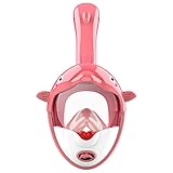 Emsmil 180° Schnorchelmaske Tauchmaske Tauchermaske Vollmaske Vollgesichtsmaske Taucherbrille Snorkeling Diving Mask Full Face Anti Fog für Schwimmen Schnorchel Tauchen Kinder Kids XS Rosa