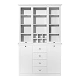 trendteam smart living Wohnzimmer Büffetschrank Anrichte Wohnzimmerschrank Vitrinenschrank Küchenschrank Geschirrschrank Esszimmerschrank Baxter, 120 x 194 x 41 cm in Weiß Dekor im Landhausstil