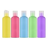 Livfa Leere 100ML Flaschen mit Flip Cap, Reiseflaschen Spender Plastikflasche Set (5 Stück), Leerer Kunststoffbehälter für Kosmetika Abfüllflaschen