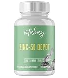 Vitabay Zink 50 mg | 500 Tabletten | 25 mg pro 1/2 Tablette | Aus reinem Zink Gluconat | Hochdosiert & hohe Bioverfügbarkeit | Laborgeprüft & hergestellt aus hochwertigen Rohstoffen