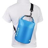 Kiaitre Dry Bag, wasserdichte Tasche mit Schultergurt, 5L 10L 20L Roll Top Wasserdichter Beutel Rucksack für Bootfahren, Rafting, Schwimmen,Snowboarding,Kajak Fahren