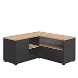 Temahome Angle TV-Schrank Ecke 90, 90 x 90 x 45 cm, Spanplatte, Schwarz und Eiche, 90x90x45 cm