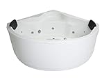 Whirlpool Badewanne Verona Profi MADE IN GERMANY 135 x 135 x 66,5 cm rund mit 21 Massage Düsen LED Beleuchtung Heizung Ozon Radio Touch Display Eckwanne rechts links Eckbadewanne (Ohne Armaturen)