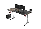 ULTRADESK Frag XXL | Ergonomischer Gaming-Schreibtisch mit großer Arbeitsfläche & XXL-Pad, 2 Kabeldurchlässe | Gut für Home Office, Fach für Steckdosenleisten | Stahlgestell, Goldenes Pad, 160x75 cm