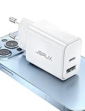 20W USB C Ladegerät, JSAUX 2-Port Schnellladegerät mit 20W USB-C Netzteil und 18W USB-A Ladestecker Kompatibel mit Samsung Galaxy S22 S21 S20 Ultra, iPhone 14/13/12/11 Pro Max Plus mini und Pixel usw.