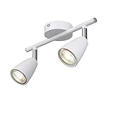 IMPTS LED Deckenstrahler Deckenleuchte Deckenspot 2-flammig Weiss Wohnzimmerlampe Deckenlampe Spotleuchte Warmweiße Lichtfarbe Verstellbarer Spot 2 x 3W GU10 （250LM, Chrom）