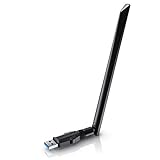 CSL - WLAN Adapter 1200MBit/s - 2,4Ghz + 5Ghz - Dual Band - 5 dBi externe Antenne - Mini WiFi Stick 1200 MBit/s - Wireless LAN - USB 3.2 Gen.1 Netzwerk Dongle - Für PC Desktop Laptop - auch Windows 11