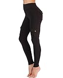 Nuofengkudu Damen High Waist Sporthose Leggings mit Taschen Militärisch Stil Stylisch Push up Tights Hosen Jogginghose Sportleggins Schwarz M