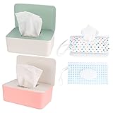 2 Stück Feuchttücher Box und 2 Stück Baby Feuchttücher Spenderbeutel Set, Baby Feuchttücherbox, Nachfüllbare Feuchtücherboxen Reisebehälter Taschen, Toilettenpapier Box, Tissue Aufbewahrung Halter