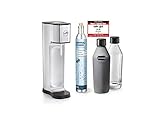 Sodapop JOY PRESTIGE - Trinkwassersprudler inklusive zwei Glaskaraffen mit Bottle-Shirt und CO2-Zylinder, silver