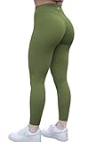 TomTiger Damen-Yogahose mit hoher Taille, Workout-Yoga-Leggings für Frauen, Po-Lifting, Bauchkontrolle, Booty Strumpfhosen, Chive Green, X-Groß