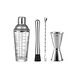 KOHYUM 1/3/4/5pcs Cocktail Shaker Set Snow Grams Cup Transparente Skala Bar Barkeeper Tools Drink Party Bar (Color : 4pcs)