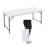 Lakhow Klappbar Campingtisch Höhenverstellbar Picknick BBQ Biertisch rechteckig, leicht, zusammenklappbar-122CM(weiß), 122CZ